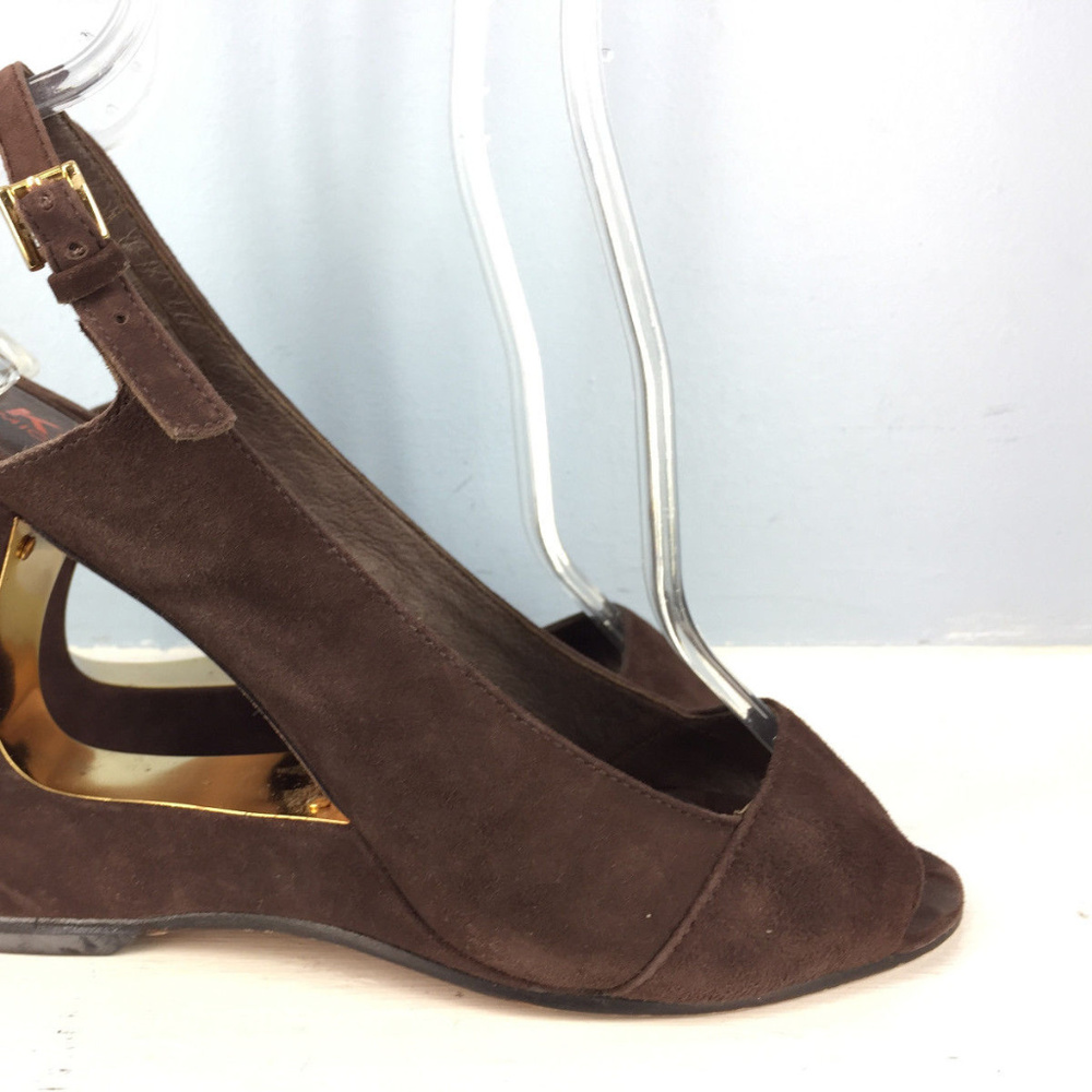 Michael KORS Brown Suede Leather Open Wedge 10 - Picture 6 of 6